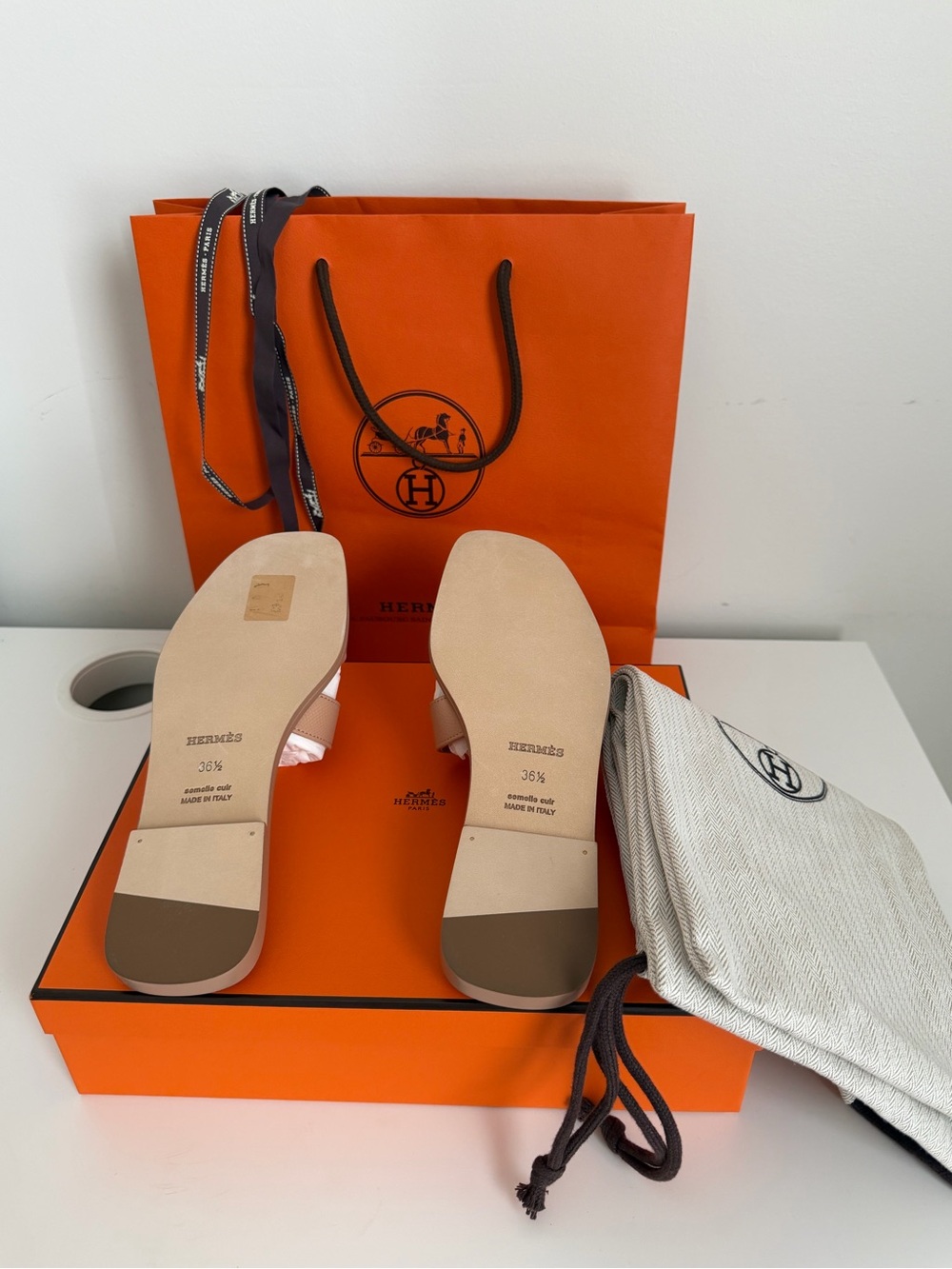 Hermes Oran Sandals in Beige Perlino 6.5 - Picture 8 of 10